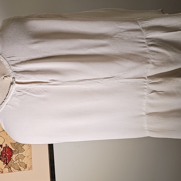 JohnPaulRichard White Blouse with Blue and Orange Embroidery. Open Shoulders XL - Picture 5 of 9